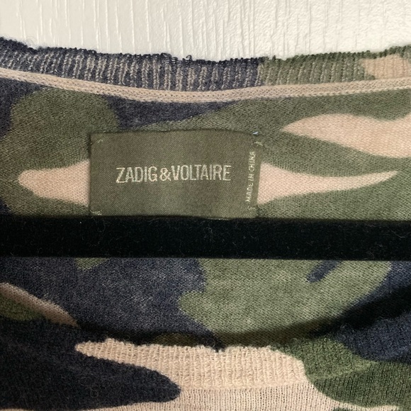 Zadig & Voltaire Crisp Print Crew Neck Cashmere Sweater [Size Large] - Picture 3 of 6